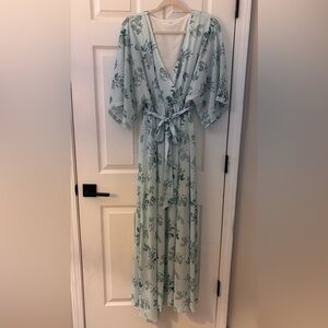 Light Green Floral Maxi Dress -XL